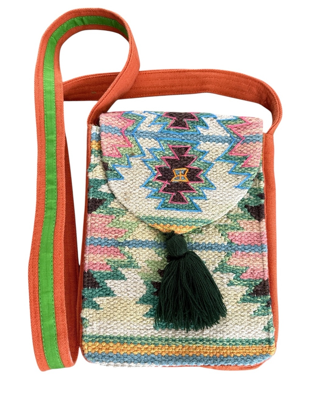 WAYAN Southwestern Tapestry Crossbody Bag With Tassel